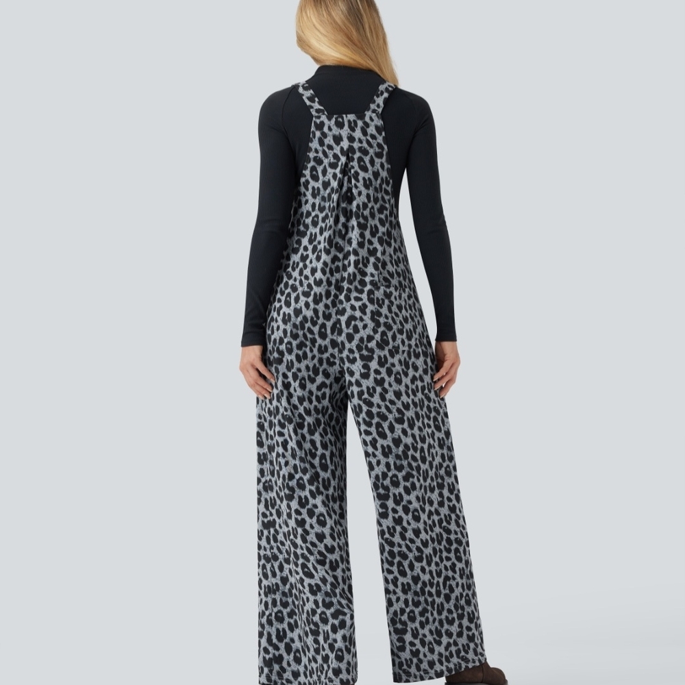 Leopard Print Jumpsuit - Black and Gray - Picture 5 of 8